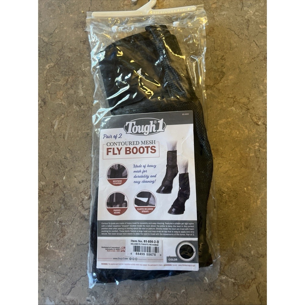 2 Pairs Tough-1 Horse CONTOURED MESH FLY BOOTS Black